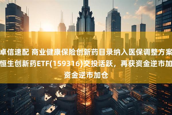 卓信速配 商业健康保险创新药目录纳入医保调整方案，恒生创新药ETF(159316)交投活跃，再获资金逆市加仓